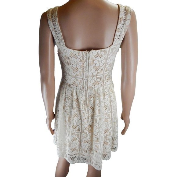 Jodi Kristopher Lace Fit and Flare Sleeveless Dress Womens Size 9 Cream - Picture 12 of 12